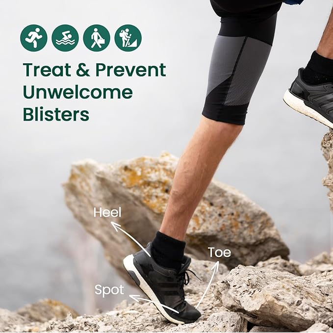 Welnove Gel Blister Bandages for Feet - 21ct Blister Cushion (Toe Pack) for Heel, Toe - Water-Resistant Hydrocolloid Bandages - Blister Pads for Prevention & Recovery