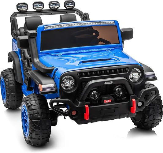 2 Seater Ride on Electric Car, 12V Ride on Toy Car for Kids 4-8 w/Remote Control, EVA Tires - Blue