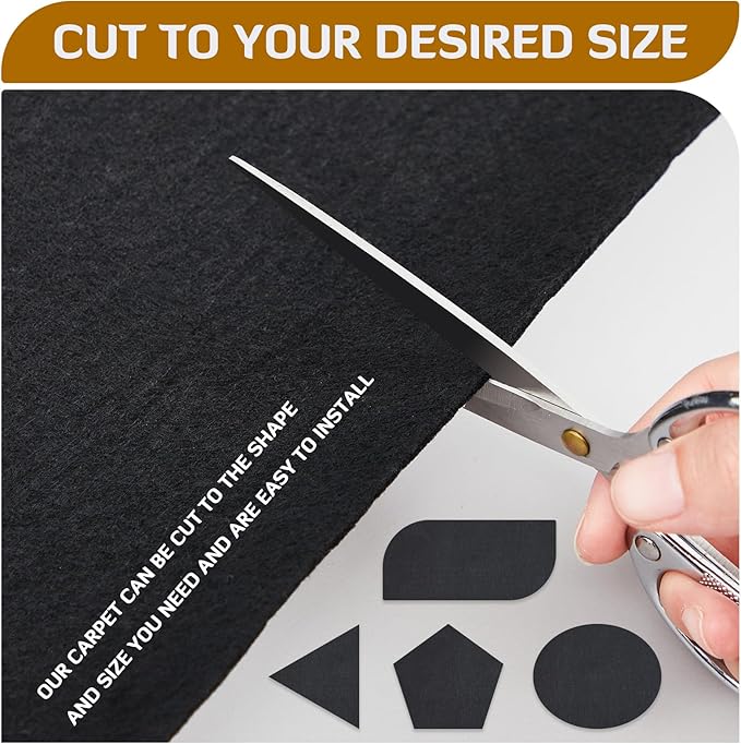 Nuanchu 51.6 Square Feet 47.2'' x 157.5'' Black Underfelt Carpet with Adhesive Back for Speaker Sub Box, Underfelt Carpet for RV, Boat, Marine, Auto, Truck, Car Trunk, Door Liner, Desk