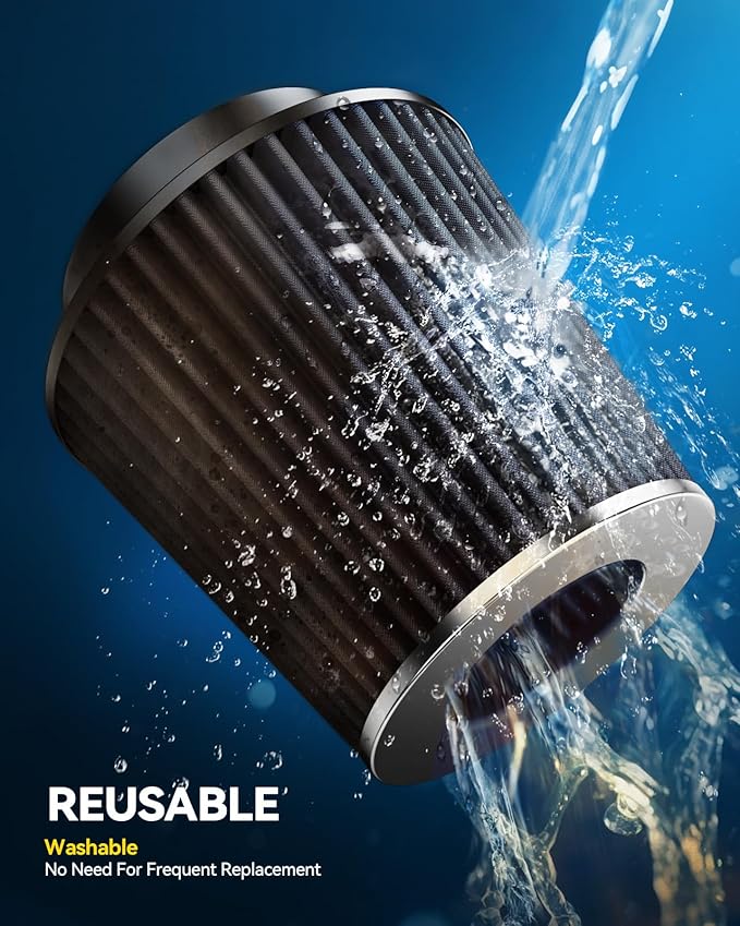 PHILTOP 4 inch Cold Air Intake Black Tube + Heat Shield Fit for GMC/Chevy 1999-2006 V8 4.8L/5.3L/6.0L Silverado/Sierra 1500/2500/3500 Black