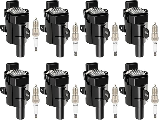 ECCPP 12622553 1 8 ignition coils with 8 iridium Spark Plugs for Chevrolet for Buick for Cadillac Tahoe Rainier Escalade Ascender 4.8L 5.3L 6.0L ‎UF262 748HH 9748HH 41-962