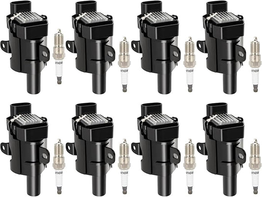ECCPP 12622553 1 8 ignition coils with 8 iridium Spark Plugs for Chevrolet for Buick for Cadillac Tahoe Rainier Escalade Ascender 4.8L 5.3L 6.0L ‎UF262 748HH 9748HH 41-962