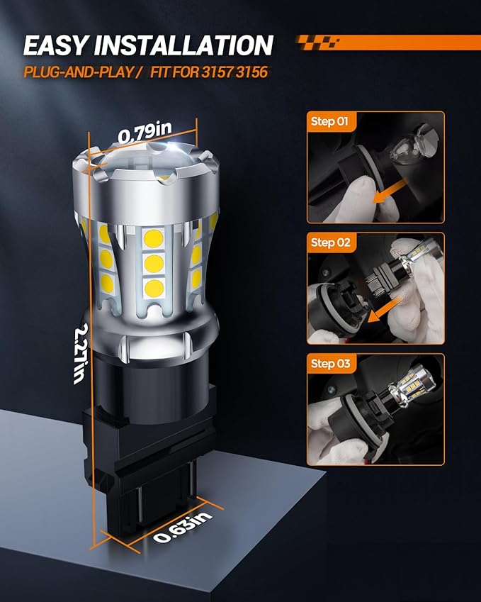 SEALIGHT 3157 LED Bulb White, Super Bright 3156 3056 3057 4157 3047 4057 3457 4114 LED Bulb for Backup Reverse Tail Brake DRL Signal Parking Lights, Pack of 2