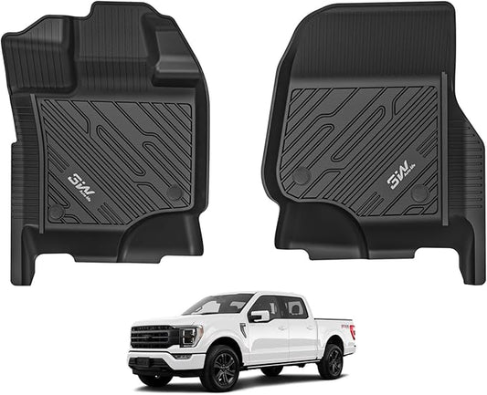 3W Floor Mats Fit for Ford F150/F-150 Lightning SuperCrew Cab 2015-2024 2025, TPE All Weather Custom Fit Car Accessories 1st Only Car Liners Black (Not Fit for Vinyl Floor)