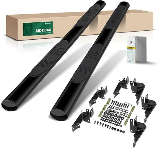 YHTAUTO 4 Inch Running Boards Fit Jeep Wrangler JK Series 2007-2018 4-Door SUV, Oval Straight Side Steps Carbon Steel Step Bars Off-Road Exterior Accessories