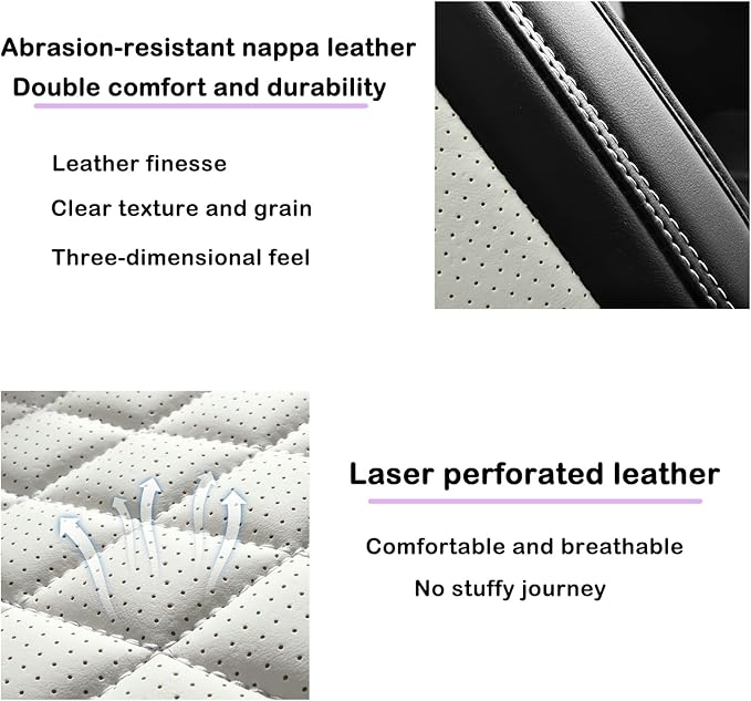 Car Seat Covers Full Set for Honda Accord 2003-2025 Leather Seat Covers, Breathable Soft Non-Slip Waterproof Seat Cover, Car Seat Protector Adaptive Airbags（Standard, Black+White）