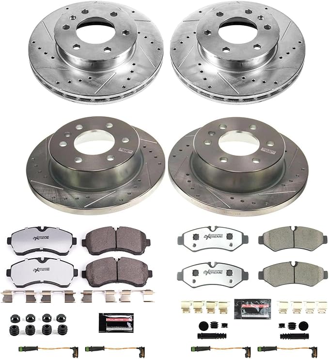POWERSTOP Front and Rear K8661-36 Carbon-Fiber Ceramic Brake Pad with Drilled and Slotted Rotor Kit Z36 Truck and Tow