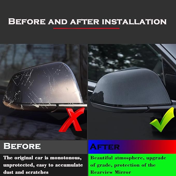 YHCDSEA Rearview Mirror Guard Cover for Tesla Model Y, Side Mirror Cover Exterior Accessories fit for Tesla Model Y 2024 2023 2022 2021 (Glossy Carbon Fiber Pattern, Model Y)