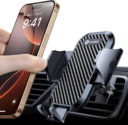 andobil Upgrade Phone Holders for Your Car - Air Vent Phone Mount, Ultra-Stable Metal Clip with Anti-Shake & 360° Rotation, Universal Car Mount Fit iPhone 17/16/15/14/13 Pro Max/Android/Samsung Galaxy