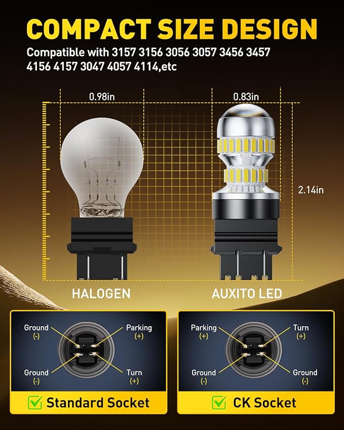 AUXITO 3157 LED Bulb White Reverse Lights, Super Bright 3156 3056 3057 4157 3047 4057 3457 4114 LED Bulb with Projector for Backup Reverse DRL Signal Parking Brake Tail Lights, Pack of 2