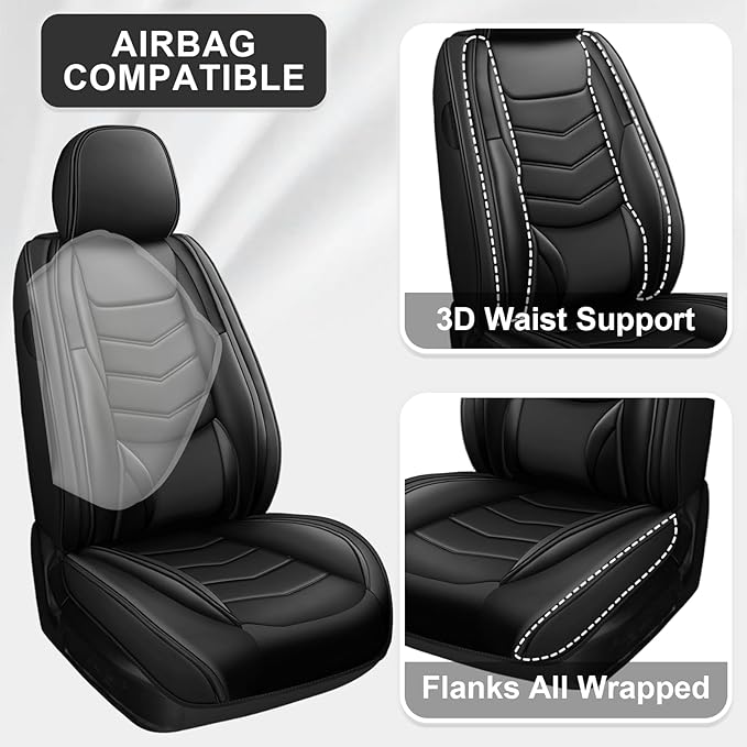 Car Seat Covers Fit for Subaru Crosstrek 2016-2024 Seasonal Safeguarding Skin Friendly Leather Fabric Seat Cover Sets of Premium Nappa Leather High Rebound Sponge Set Protectors, Full Set, Black