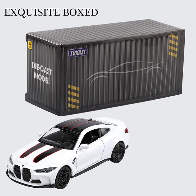 1/36 Scale BMW M4 CSL Diecast Model Cars,Pull Back Vehicles BMW M4 Toy Cars,Cars Gifts for Boys Girls (White)