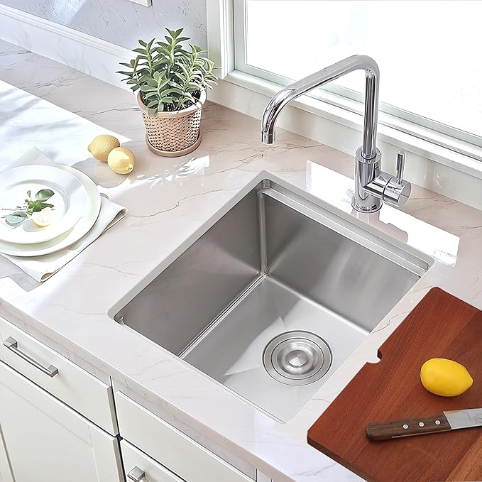 15x17 Inch Undermount Bar Sink,15 Inch Top mount Small Kitchen Stainless Steel Rectangular 16 Gauge Single Bowl Prep Wet RV Sink Workstation with Strainer Drain