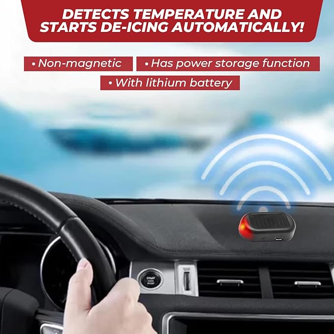 4 PCS Anti-Freeze Electromagnetic Car Snow Removal Device| 2-in-1 Car Defroster and Dummy Anti-Theft Alarm with Flashing LED| USB Rechargeable |Complete Winter Safety & Security Set for All Vehicles