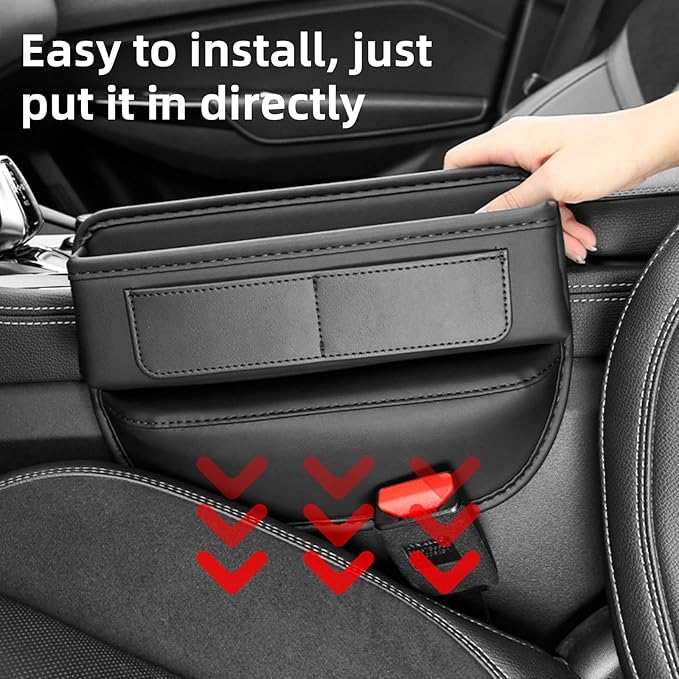 2 Pack Premium Car Seat Gap Filler Organizer - Universal Storage Box with Card Slots for Phones/Keys/Glasses, Fits Cars, SUVs & Trucks (Coffee-colored)