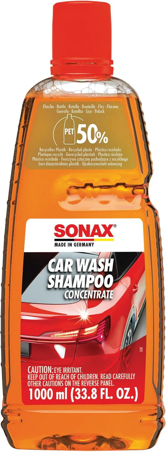 SONAX Car Wash Shampoo Concentrate 314300 | High-Foaming pH-Neutral Formula for Effective Cleaning | Safe on All Paint Wax Sealants & Coatings | Removes Dirt Grime and Road Film | 1L (33.3oz)