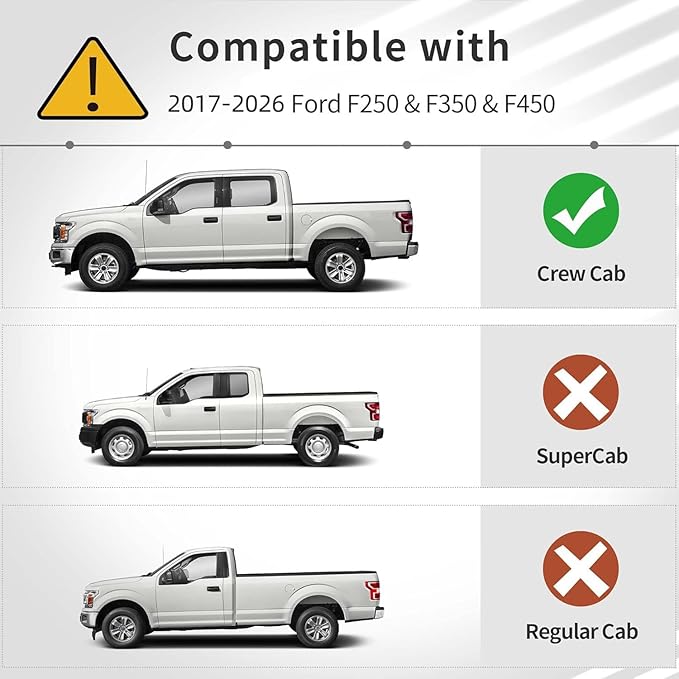 OEDRO Floor Mats Fits for Ford F250/F350/F450 2025-2017 Super Duty Crew Cab w/Under Seat Storage, TPE All Weather Custom Fit F-250/F-350 Car Accessories 1st&2nd Bucket Seats