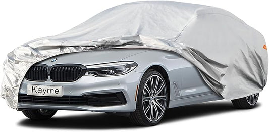 Kayme 6 Layers Car Cover Custom Fit for BMW 6 Series 640i 650i M6 (2003-2025) Waterproof All Weather for Automobiles, Outdoor Full Cover Rain Sun UV Protection.Silver