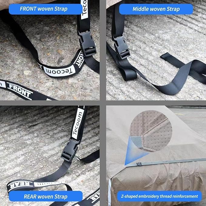 Tecoom Waterproof All-Weather Car Cover, Thick Non-Woven Outdoor Full Cover with Hidden Zippered Mirror Pockets, Rain Sun Wind Hail Protection, Universal Fit 167–172" for BMW Z4