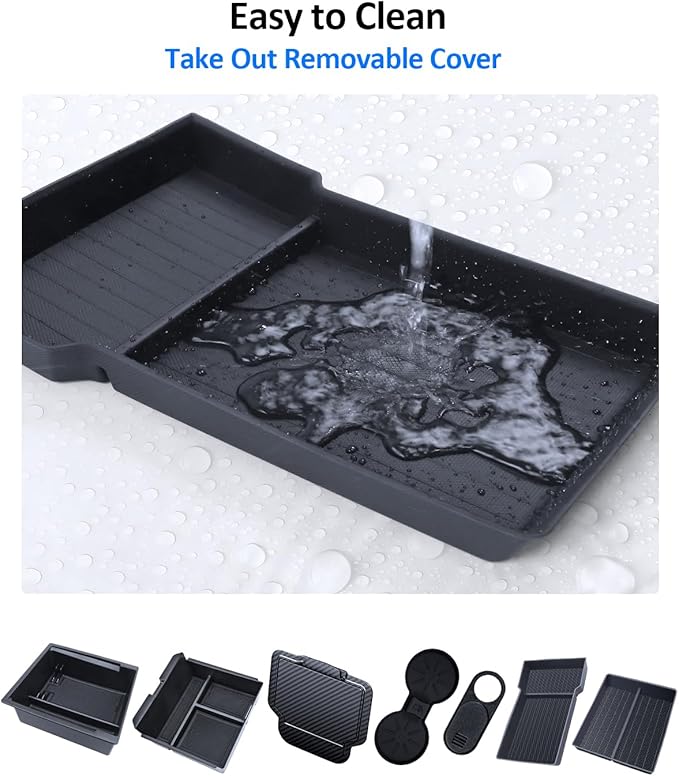 7PCS for Tesla Center Console Organizer Model Y Refreshed Juniper Accessories 2025 2026 Armrest Tray Cup Holder Center Lower Organizer Armrest Lower Organizer Hidden Compartment Storage