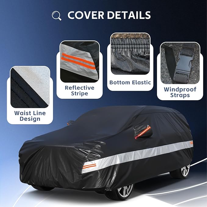 10 Layers SUV Car Cover Custom Fit for Honda HR-V HRV (1995-2025) Waterproof All Weather for Automobiles, Outdoor Full Cover Sun UV Rain Protection with Cotton.Black