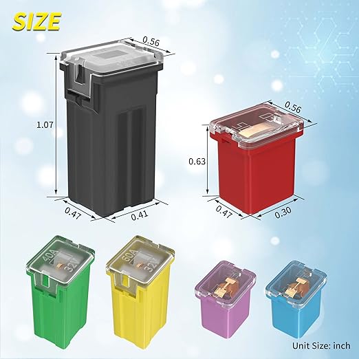 Joinfworld 36 Pcs Jcase Fuse Automotive Tall/Standard and Low Profile Jcase Box Shaped Fuses Assortment Kit (20A, 30A, 40A, 50A, 60A, 80A) for Ford Chevy/GM Nissan and Toyota Pickup Trucks Cars SUVs