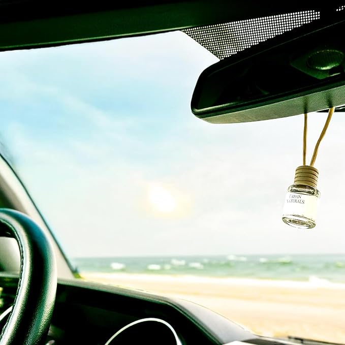 Urban Naturals Car Air Freshener Diffuser 3 Pack - Ocean Mist & Sea Salt Scent, 45+ Days Long Lasting Fragrance, Made in USA, Glass & Wood, Hanging Design + Vent Cip, Easy to Use