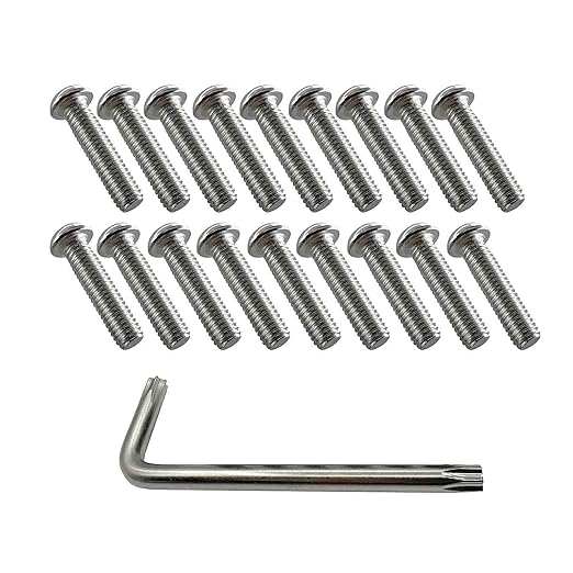M6*1.0 Stainless Steel Anti-Theft Screws Compatible with Ford 2015-2018 F150, F250, F350, Truck Bed Accessories, 2000-2017 Ford Fixed Hook, FL3Z-9928408-AB, 18 Pieces/Set with Tool.