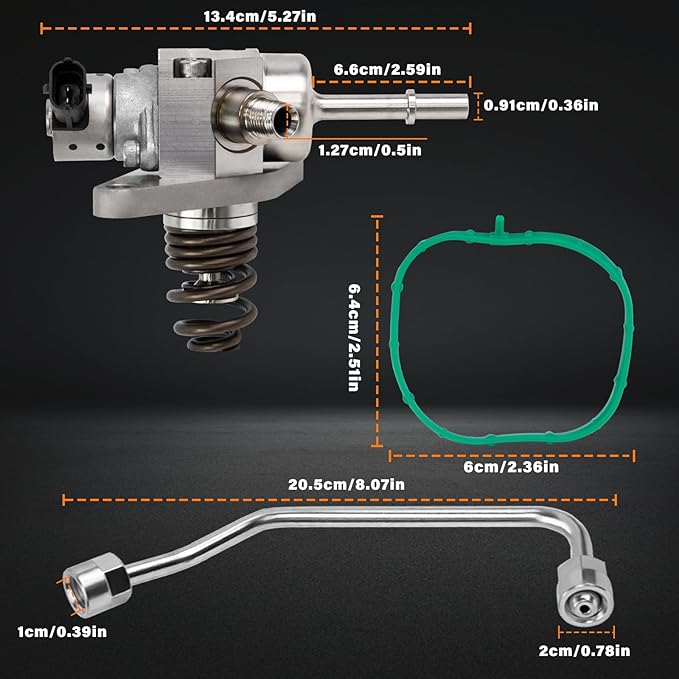 GDI High Pressure Fuel Pump Kit 12697966 Compatible with 2014-2020 Chevy Tahoe Silverado Suburban Express GMC Sierra Yukon Cadillac W/ 12677004 Intermediate Fuel Pipe& 12626354 Intake Manifold Gaskets