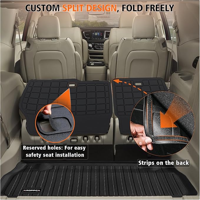 All Weather Car Floor Mats for Chrysler Pacifica 2017-2025 Gas 7 Seater Touring (Non Hybrid & Non Pinnacle)/2020-2025 Chrysler Voyager, Cargo Liner with Backrest Mat for 2025 Pacifica Accessories