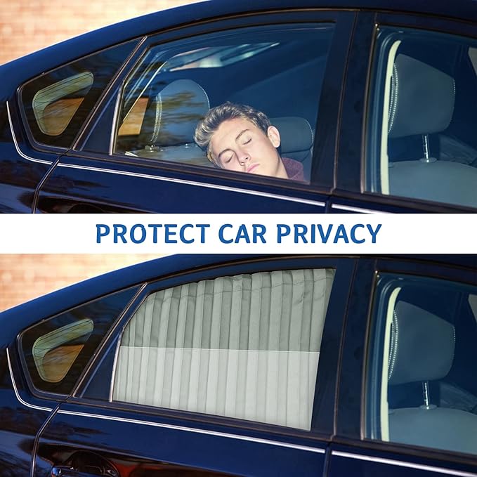ZATOOTO Car Side Window Sun Shade - 2 Pcs Grey Magnetic Privacy Sunshades - Curtain Keeps Cooler Screen for Baby Sleeping