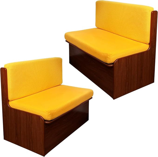 CRFATOP 2 Set RV Dinette Cushion Covers Jacquard Camper Cushion Slipcover Stretch 2 Seat Sofa Chair Cover Furniture Protector for RV Camper Car Bench 2 Backrest Covers & 2 Bench Covers,Yellow
