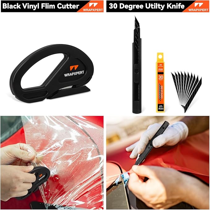WRAPXPERT Window Tint Kit 15 PCS Vinyl Wrap Tools Kit Vehicle Glass Protective Film Installing Tool Included Squeegee Tool Kit, Plastic Scraper, Safety Film Cutter, Utility Knife with Blades