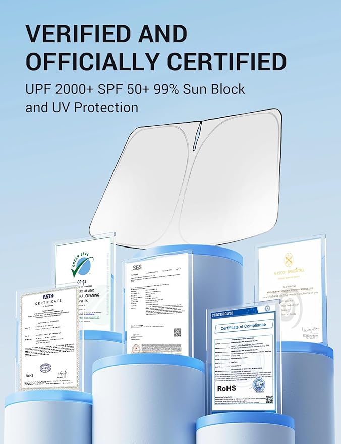 Proadsy 2025 Upgrade Windshield Sun Shade Custom Fit 1996-2025 Chevrolet Express Cargo Van, 1500, 3500, 4500 4-Layer Foldable Front Sunshade Protector Sun Visor Blocker Keep Car Cooler Accessories