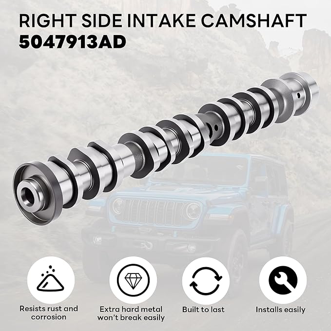 5047913AD Right Side Intake Camshaft Compatible with Chrysler Chrysler Voyager Pacifica Dodge Durango Wrangler Grand Cherokee Gladiator Ram 1500 Engine Replaces for 5047913AA, 5047913AB, 5047913AC
