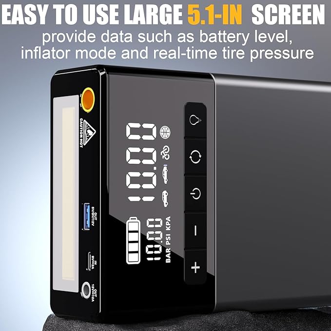 VTOMAN X5 Jump Starter with Air Compressor, 3500A Portable Car Battery Booster (Up to 9L Gas/8L Diesel Engines) with 160PSI Digital Tire Inflator, 12V Lithium Battery Jump box with Type-C Quick Charge