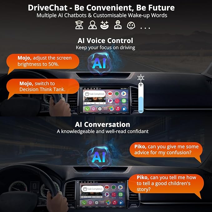 Android Double Din Car Stereo with OBD2 Scanner, A6PF Ultra 2G+32G 7" Wireless CarPlay & Android Auto Radio with ChatGPT, WiFi/BT/USB, Mirrorlink, 36-Band EQ, GPS Tracker, Dual Bluetooth