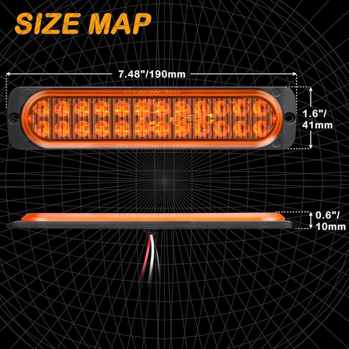 AT-HAIHAN Pack of 2 Aluminum Housing Amber LED Trailer Turn Signal Brake Parking Side Maker Lights 7.5 Inch, DOT Compliant Waterproof Surface Mount Lighting for Truck Tractor Jeep RV
