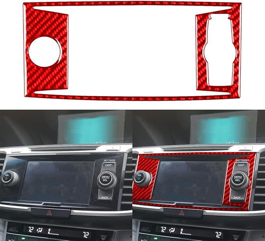 NVCNX Real Premium Carbon Fiber Compatible with Honda 9th Gen Accord 2013 2014 2015 Accessories Car Dash Volume Button Panel Trim Cover Interior Trim Red - C