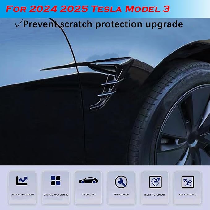 YHCDSEA for 2024 2025 Tesla Model 3 HW4.0 Side Camera Indicator Protection Cover Decoration Accessories fit for Tesla Model 3 with HW4.0 (Glossy Black)