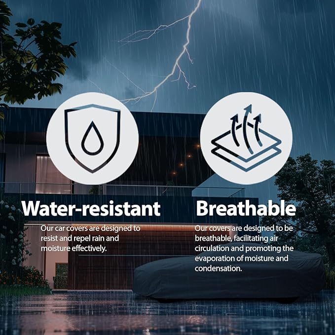 5 Layer Custom Fit Car Cover for 2024-2026 Ford Mustang Durable Dustproof Windproof with Mirror Pockets Pollution, Dust, Sun, Snow, Rain, Winter All Weather Protection, Breathable