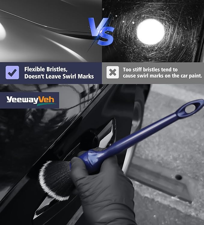 YeewayVeh Car Detailing Brush Set, 3PCS Ultra Soft and Thick No Scratch Detail Brush for Car Dashboard Air Vents Leather Seat Dusting and Cleaning, Auto Interior Exterior Detail Brushes Car Detailing