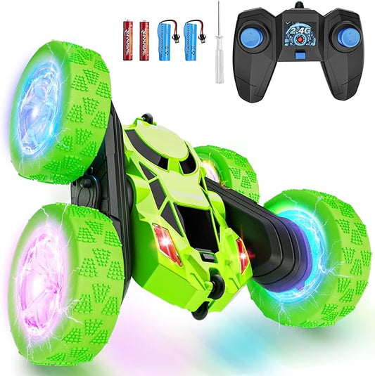 Remote Control Stunt Car for Kids, 360° Spinning Double-Sided RC Toy with LED Wheel Lights, 4WD Rechargeable Vehicle for Boys Ages 6–12, Educational STEM Toy