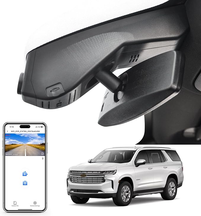 4K Dash Cam Custom fit for Chevy Suburban/Tahoe 2021-2022 (Model B), LS LT RET Z71 Premier High Country, Integrated OEM Look, UHD 2160P Video, WiFi & App, G-Sensor, 64GB Card