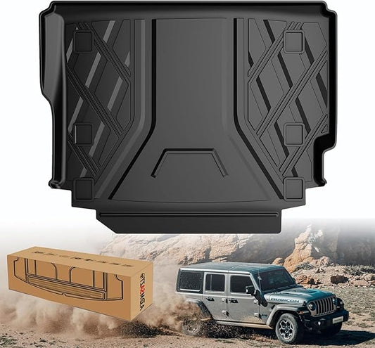 Upgraded Wrangler JL Trunk Mat | AOMSAZTO Cargo Liner for 2018-2025 Jeep Wrangler JL 4X4 Without OEM Subwoofer, All Weather Upgrade Cargo Mat Rubber for Wrangler JL-(Not for JK or 4XE)
