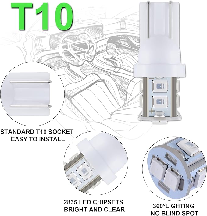 24 Pieces Dome Light LED Car Interior Bulb Kit Set 194 T10 DE3175 578 31mm 42mm Bulbs Interior Replacement Lights for Car Map License Plate Door Side Marker Cornering Trunk Light - Green