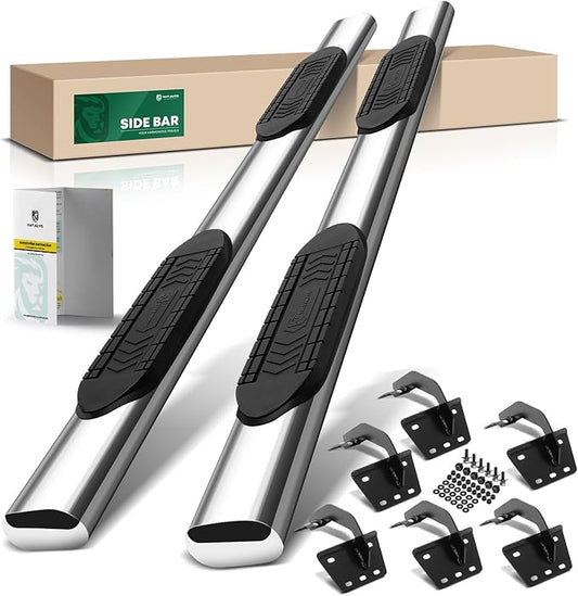 YHTAUTO 6" Running Boards Side Steps Fit Dodge Ram 1500 2019-2025(Excl. Ram 1500 Classic), Crew Cab, Oval Straight Stainless Steel Polished Chrome, Truck Cab Side Step Rails Off-Road Accessories