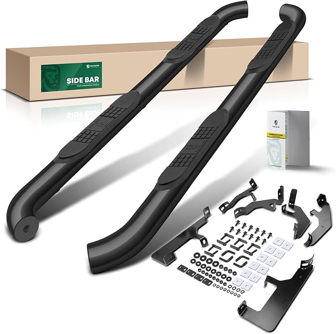 YHTAUTO 3 Inch Running Boards Side Steps Compatible with Toyota RAV4 2019-2024, 4-Door SUV, Round Carbon Steel Black Powder, Cab Side Step Rails Off-Road Exterior Accessories, Set of 2