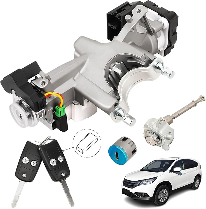 RAMATA Ignition Switch Lock Cylinder with Key (with Blank Chip) Compatible with 2012 2013 2014 Honda CRV (Ignition Chip: 46,Frequency: 433mHz)