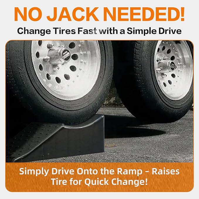 1 Pack Tandem Wheel Ramp, Concave Portable Ramp, Heavy Duty Tire Changing aid on Tandem Dual Axle Trailer, 5.5in Tire Lift Trailer Wheel Jack RV Flat Tire Ramp (1)